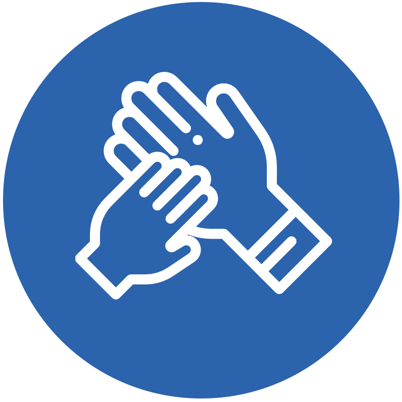 Icon representing parent and child hands for special needs children